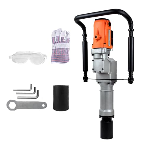 HIGOSPRO 2200W Electric T Post Driver – 110V Handheld Pile Driver Hammer for Fence Post, Farm, Construction Site with 55mm, 70mm pile sleeve, Ideal for Metal Fencing, Landscaping, and DIY Projects