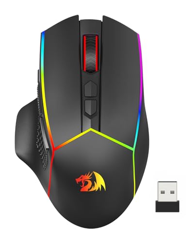 Redragon Wireless Gaming Mouse, Tri-Mode 2.4G/USB-C/Bluetooth Ergonomic Mouse Gaming, 8000 DPI, RGB Backlit, Fully Programmable, Rechargeable Wireless Computer Mouse for Laptop PC Mac, M814