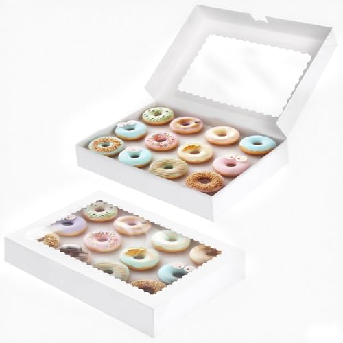 Dayacoco 40pcs Cake Bakery Boxes, 16x11x2.5 Bakery Box with Window, for Chocolate Covered Strawberries,Macaroon,Donuts, Pies, Cookies