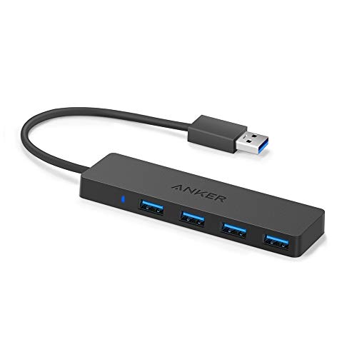 Anker 4-Port USB 3.0 Hub with 5Gbps Data Transfer, Ultra-Slim Data USB Hub [Charging Not Supported], for MacBook, iMac, Surface, Mobile HDD, and More (USB-A,0.7 ft)