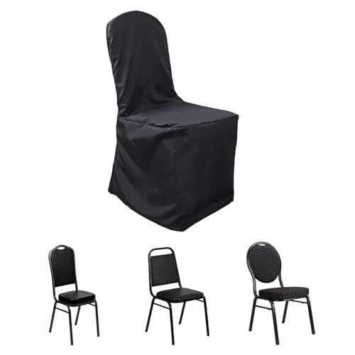 Efavormart 100 PCS Polyester Banquet Chair Covers - Black