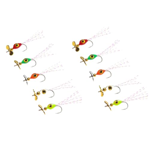 UAERSCH 10pcs Propeller Sequins Fly Bait Rotating Metal Spinner Fishing Lures Trout Bass Fishing Lure Baits