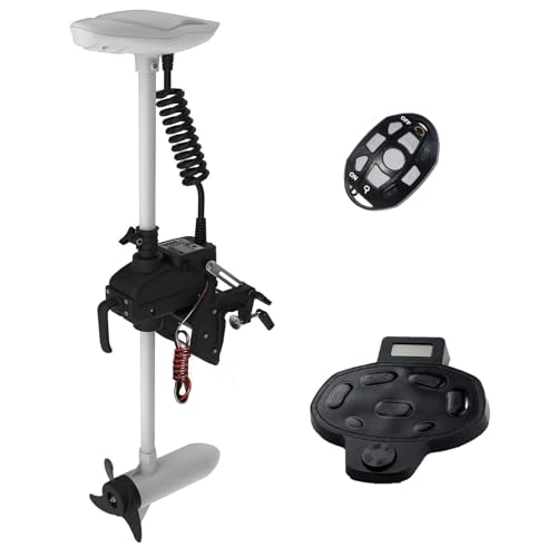 AQUOS Haswing 12V 55LBS 26inch Transom Trolling Motor with 2.4 G Wireless Remote Control and Wireless Foot Control for Inflatable Pontoon Boat, Dinghy Kayak Fishing, One Person Boat Fishing
