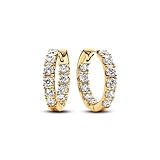 PANDORA Timeless Sparkling Row Eternity Hoop Earrings - Gift for Her - 14k Gold Hoop Earrings with Clear Cubic Zirconia - Jewelry for Women - With Gift Box