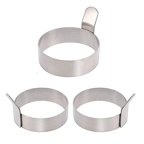 Colorsheng Egg Ring,3 Inch Stainless Steel Omelet Mold Pancake Ring Metal Kitchen Cooking Tool (3 Pack)