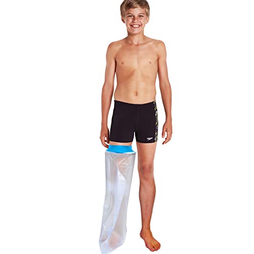 Asunby Waterproof Cast Covers for Shower Leg Kids Wound Barrier Bandage Protector Child for Bath,Watertight Cast Bag long for Foot Ankle Orthopedic Boot, Keep Casts Bandage Dry Reusable