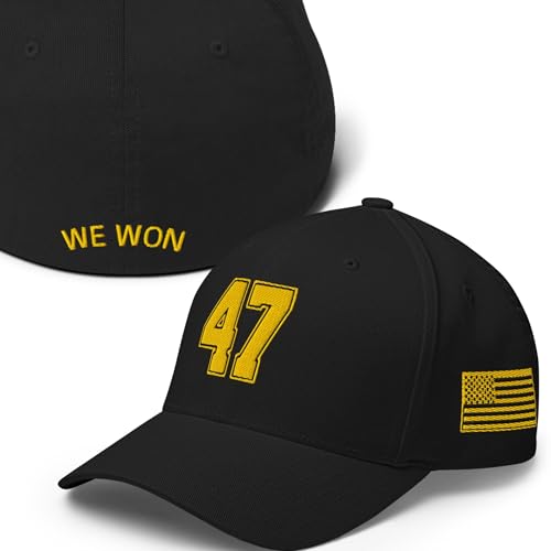 We Won Golden Age President 47 Fitted Baseball Hat for Men Women (Large, X-Large, Black)