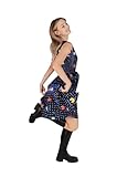 Womens Summer Sun Dress Maze Cartoon Black Fun V-Neck Skater Dress - L