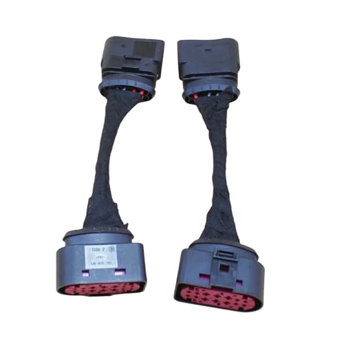 Car Styling 2PCS Xenon Headlight 10 to 14 Pin Wiring Harness Connector Plug Adapter Compatible for VW Golf MK6 Compatible for Audi 1J0973737 1J0973835