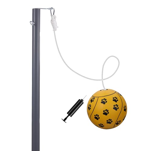 STERLING Sports Tetherball Pole, Ball and Rope Set, PawPlay Family Tetherball Set for Kids and Dogs, Outdoor Backyard Heavy Duty Tether Ball Set