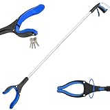 59 INCH Extra Long Grabber Reacher Tool，Trash Picker Pick Up Stick with Strong Grip Magnetic，360°Rotating Anti-Slip Jaw 4" Wide Claw Opening,Hand Grabber for Seniors (BlueSilver, 59 Inch)