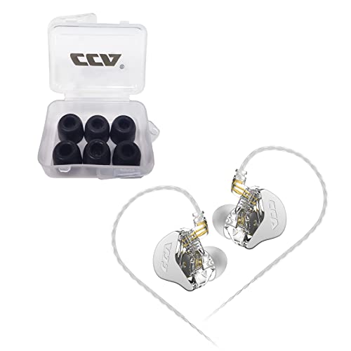 CCA CRA in Ear Monitor Headphones Memory Foam Earbud Tips (Black 3 Pairs)