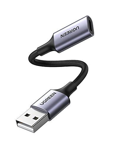 UGREEN USB A to Lightning Audio Adapter Cable MFi Certified Nylon Braided USB 3.0 Male to Lightning Female Dongle Converter Support Volume Control Mic Compatible with MacBook Computer PC Headphone