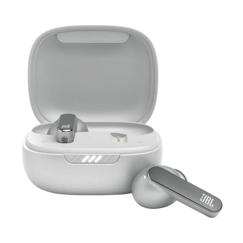 JBL Live Pro 2 - True Wireless Noise Cancelling Earbuds, up to 40 Hours of Playback with Wireless Charging, 6 mics for Perfect Calls, Touch & Voice Control, IPX5 Water Resistant (Silver)