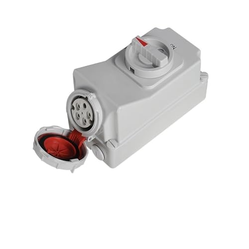 LEDAANAM IP67 Industrial Machinery Interlocking Socket 16A 32A Waterproof Interlocking Socket with Switch DIN mounting Rail(IP67 5P 16A)