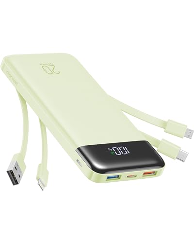 Charmast 20000mAh Portable Charger with 4 Built-in Cables & 6 Outputs, 20W Power Bank Fast Charging - USB C External Battery Pack for iPhone 16 15 14, Android, iPad, Tablet & More (Travel Essential)