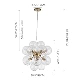 Y'INSP Bubble Chandelier Lighting, 12-Light Bubble Ball Glass Chandelier Twisted Glass Pendant Light for Dining Room Living Room Kitchen Island Bedroom Bathroom Foyer