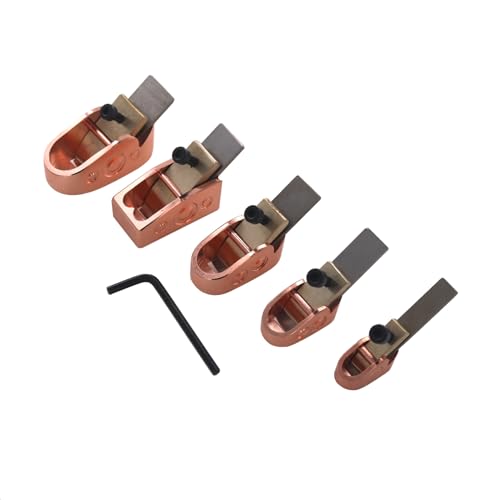 Luthier Tools, 5pcs finger plane cutter in different sizes Wood Planer Hand Plane with curved sole for DIY violin, viola, cello, and other wood instrument (Rose Gold)