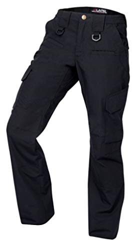 LAPG Women's Uniform Tactical Pants, Elastic Waistband, Mid Rise, Relaxed Fit, Durable Work Training Cargo Pants for Women, Navy, Size 16, Regular