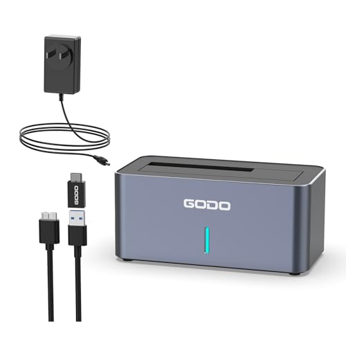 GODO SAS/SATA Hard Drive Docking Station Adapter, 2.5/3.5 inch USB 3.0 External SAS Enclosure, HDD SSD Converter with 12V/2.5A Power Adapter 20TB 10Gbps Tool Free…