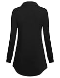 Gaharu Long Sweatshirts for Leggings Fall Tunics Long Sleeve Ladies Tops Stylish Legging Shirts Button Down Pullover Blouses for Work Black,X-Large