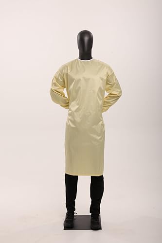 Pack of 12 | Phoenix Reusable AAMI Level 2 Isolation Gowns Longsleeve with Elastic Cuffs, Universal Size, Yellow PPE Protective 99% Filament Polyester and 1% Carbon-Infused Filament Nylon