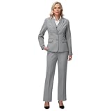 Lamgool Women 3 Piece Suit Single Breasted Blazer Formal Business Pantsuit Office Lady Tuxedo Set (Grey, 3X-Large)