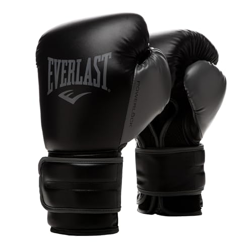 Everlast Powerlock 2 Hook & Loop Boxing Gloves | Fight Training Gloves | Hook and Loop with Durable Hand & Wrist Support | Heavy Bag & Fitness Training (Black, 16 oz)