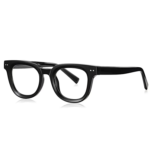 kachawoo Acetate Anti Blue Light Glasses Frame Retro Korean Style TR90 Eyeglasses Blue-ray Blocking Leopard Black Clear Eyewears (black with clear)