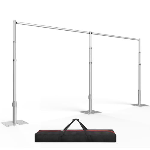 EMART Backdrop Stand Heavy Duty 10ftx20ft, Adjustable Pipe and Drape Photo Background Support Kit, Metal Frame with Flat Base for Wedding Birthday Party Banquet Decorations