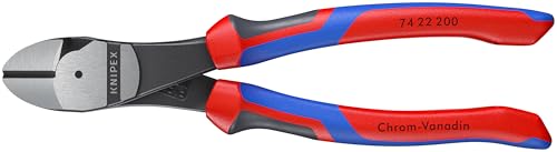 KNIPEX 74 22 200 Comfort Grip High Leverage Angled Diagonal Cutter, 8-Inch, Angled, Comfort Grip