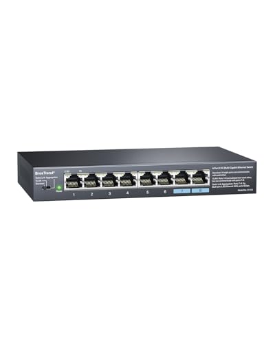 BrosTrend 2.5Gb Switch, Unmanaged 8 Port Ethernet Switch 2.5 Gigabit Supports Static Link Aggregation & VLAN, Fanless, Desktop Wall Mount, Multi Gig Splitter for Gaming, NAS, PC, Lifetime Protection