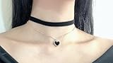 MOMOCAT Black Heart Love Velvet Adjustable Choker Necklace for Women Goth Ghoker Small Heart Necklaces Chocker