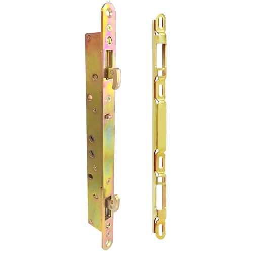 2 Point Sliding Patio Glass Door Mortise Lock with 11-3/4" Faceplate, Dual Point Hooks with Anti-Slam Pin, 45° Keyway, A/B Position, 3-15/16" Handle H.C. (Sold Separately), Non-Handed