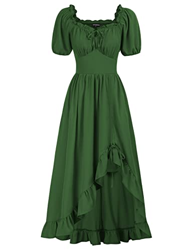 Scarlet Darkness Off Shoulder Dresses for Women Renaissance Peasant Summer Green Dress Green 2XL