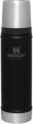 Stanley Classic Legendary Vacuum Bottle 20 oz | Wide Mouth with Leakproof Cup Lid | Keep Drinks Hot or Cold | Packable for Travel | Insulated Stainless Steel Thermal Bottle | BPA-Free | Black 2.0