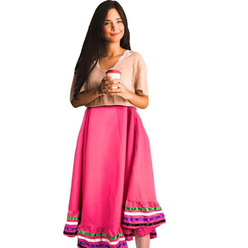 Cuitaxi The Authentic Mexican Skirt for Women Traditional - Jalisco folklorico Skirt for Women - folklorico Dress - folklorico Dress for Girls - Mexican Skirts for womentraditional Pink