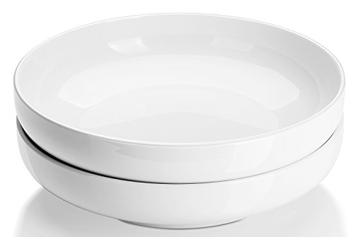 DOWAN Pasta Bowls, 65 oz Large Salad Bowls Set of 2, 10'' Serving Bowls for Wedding, Ceramic Shallow Bowl Plates, Serving Dishes for Entertaining, Microwave Dishwasher Safe