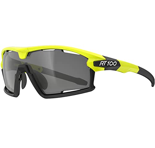 RT100 wrap around Triathlon Cycling Sunglasses for Men, Road bike sunglasses Volleyball Running yellow frame