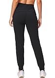 G Gradual Women's Fleece Lined Joggers High Waisted Water Resistant Thermal Winter Sweatpants Running Hiking Pockets(Black, M)