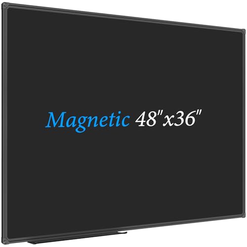 JILoffice Magnetic Chalkboard/Black Board 48 x 36 Inch, Black Aluminum Frame Board with Marker Tray for Office Home and School