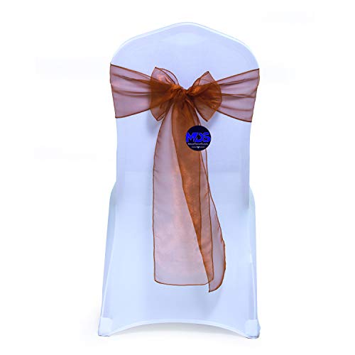 MDS Pack of 100 PCS Organza Chair Sashes Wider Dining Chair Bows Ribbon Tie Back for Wedding Party Birthday Bridal Shower Reception Event Banquet Home Chair Cover Decoration - Bronze