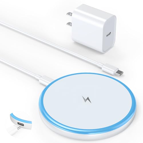 Magnetic Wireless Charger 15W with 20W Adapter & 6ft Cable – MagSafe Charger for iPhone 16/15/14/13/12 Pro/Max/Plus/Mini & AirPods 3/2/Pro – Fast Wireless Charging Pad for Home, Office, Travel