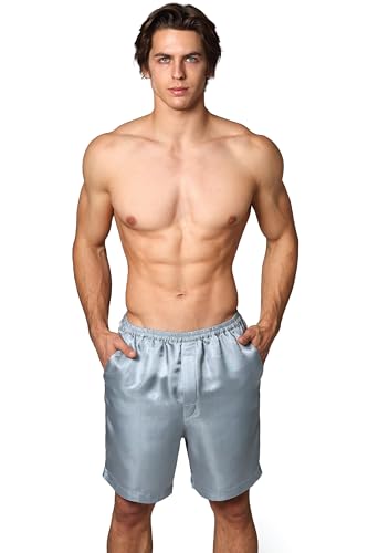 Tara Sartoria Luxury Artisan Silk Boxer Shorts For Men, Washable Natural Mulberry Silk, Mens Silk Boxers Silver Gray