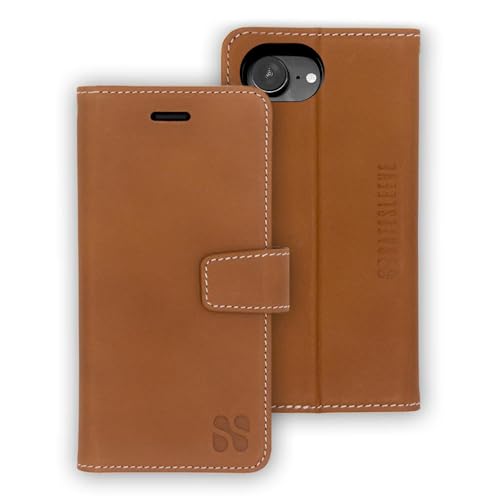 SafeSleeve EMF Protection Anti Radiation Compatible with iPhone 16e Case, RFID EMF Blocking, Card Holder Wallet, Adjustable Stand Cell Phone Case (Leather)