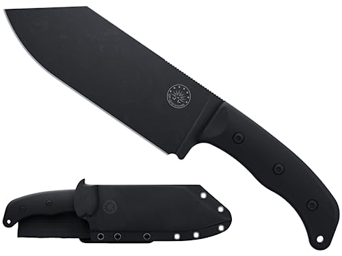 Off-Grid Knives - Grizzly V2 Camp Kitchen Chef Knife with Sandvik 14C28N Stainless Steel, Kydex Sheath and Belt Clip, G10 Scales, BBQ, Camping & Home Kitchen Use (Blackout)