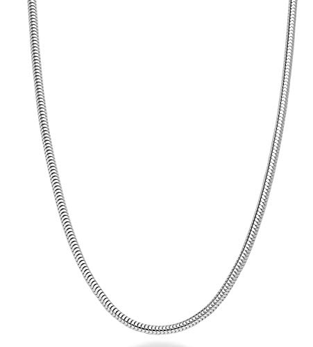 Miabella 925 Sterling Silver Italian 1.5mm, 2mm, 2.5mm Round Snake Chain Necklace for Women Made in Italy (30, 2.5mm)