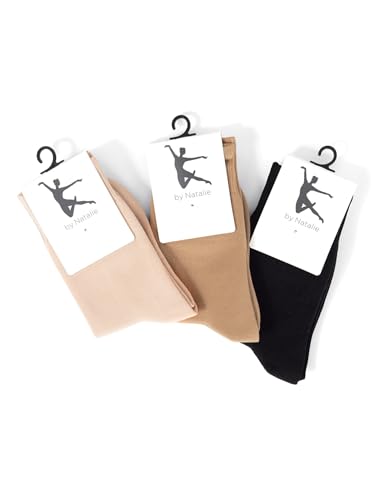 Natalie Dancewear Womens Lightweight Ankle Socks for Dancing - 2 Pack Black NSOCK2