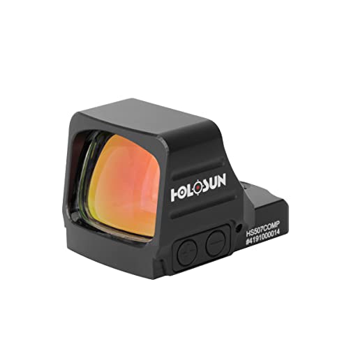 HOLOSUN HS507COMP Red CRS 2 MOA Dot & 8/20/32 MOA Circle Reflex Pistol Sight with Large Objective Lens - Durable Shake-Awake Parallax-Free Aluminum Handgun Sight