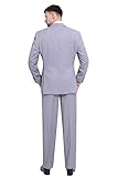 P&L Men's Two-Piece Classic Fit Office 2 Button Suit Jacket & Pleated Pants Set, Silver Grey, 44 Regular / Waist 38"